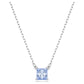 Swarovski Matrix Square Cut Blue Crystal Pendant Necklace