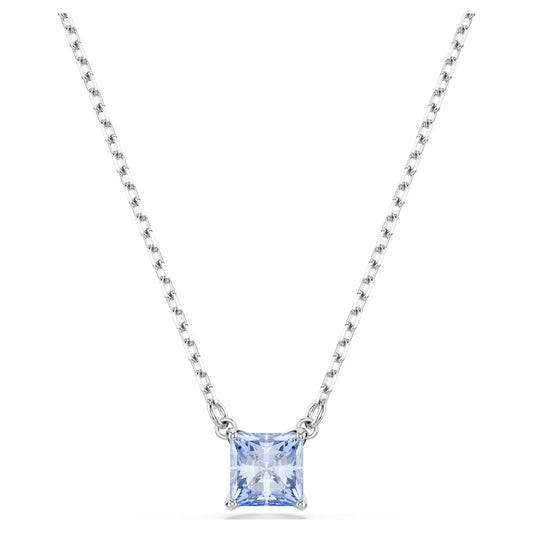 Swarovski Matrix Square Cut Blue Crystal Pendant Necklace