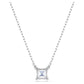 Swarovski Matrix Square Cut Blue Rhodium Plated Crystal Pendant Necklace