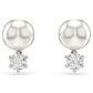 Matrix Crystal Pearl Rhodium Plated Stud Earrings Swarovski Luxury