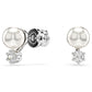 Matrix Crystal Pearl Rhodium Plated Stud Earrings Swarovski Luxury