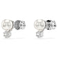 Matrix Crystal Pearl Rhodium Plated Stud Earrings Swarovski Luxury