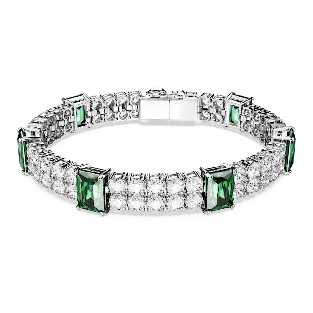SWAROVSKI Matrix Green Rhodium Tennis Bracelet with Double Crystals