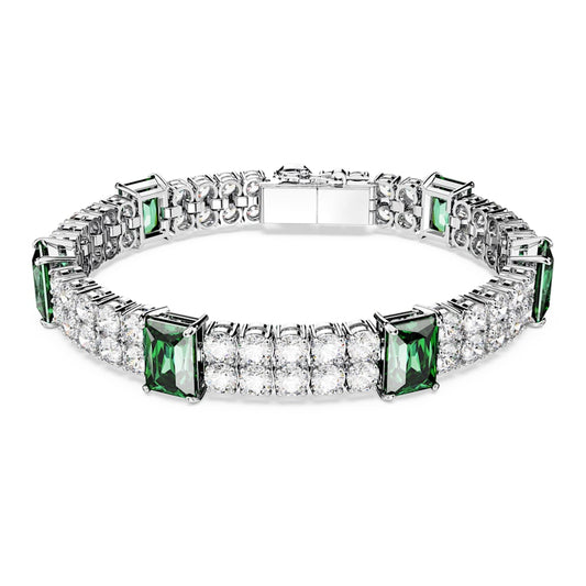 SWAROVSKI Matrix Green Rhodium Tennis Bracelet with Double Crystals
