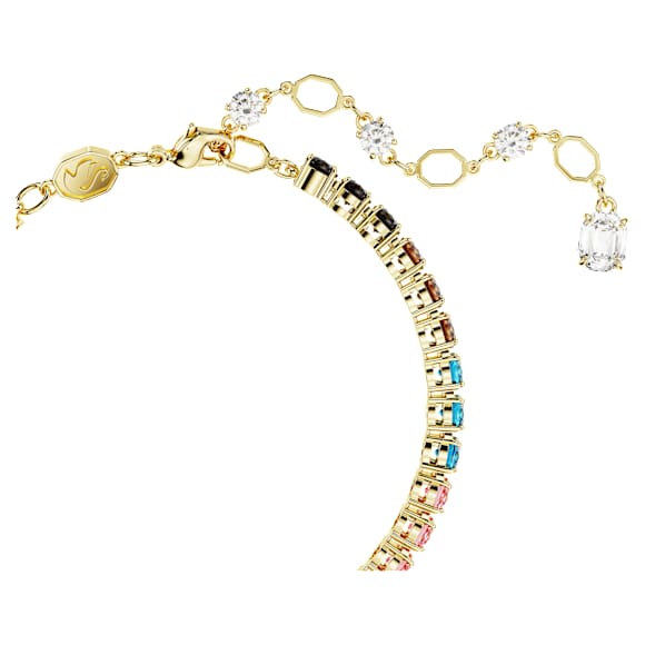Swarovski Matrix Tennis Bracelet, Round Cut, Multicolor Crystals, Gold-Tone Plated