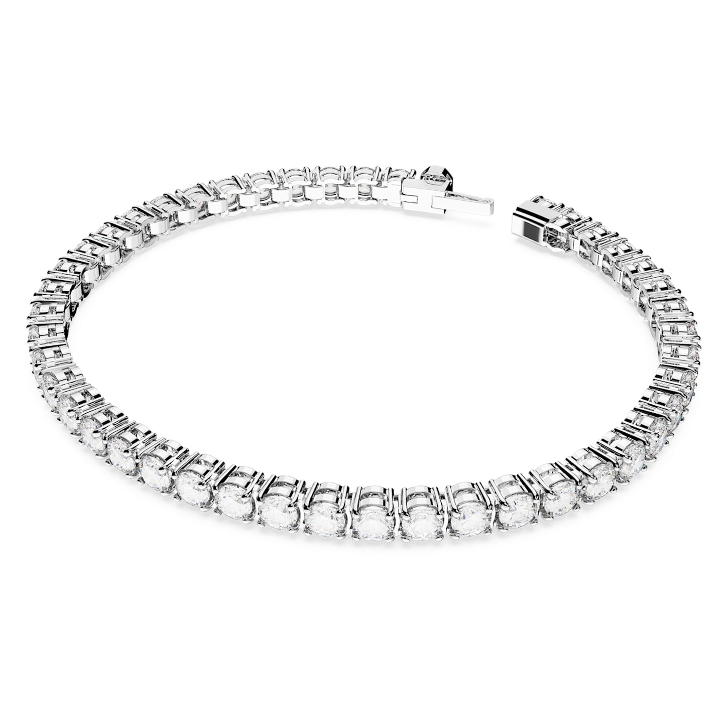 Swarovski Matrix White Rhodium-Plated Round Cut Tennis Bracelet