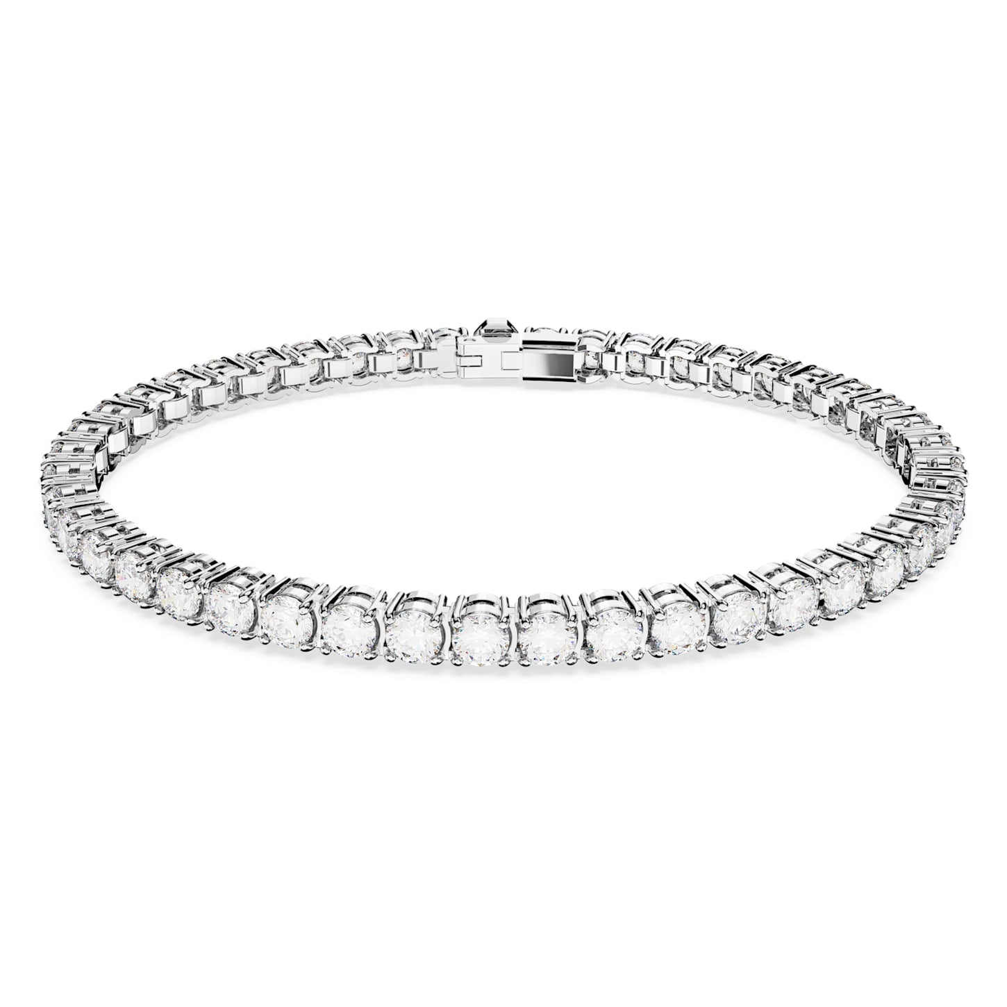 Swarovski Matrix White Rhodium-Plated Round Cut Tennis Bracelet
