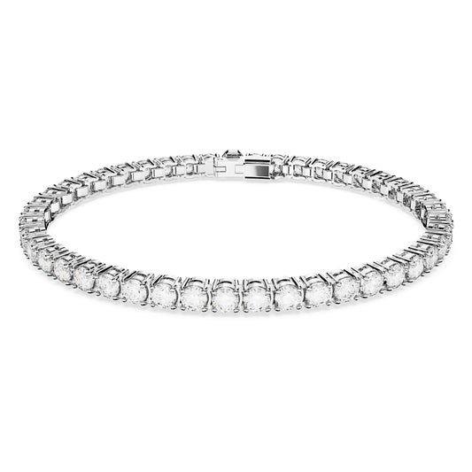 Swarovski Matrix White Rhodium-Plated Round Cut Tennis Bracelet