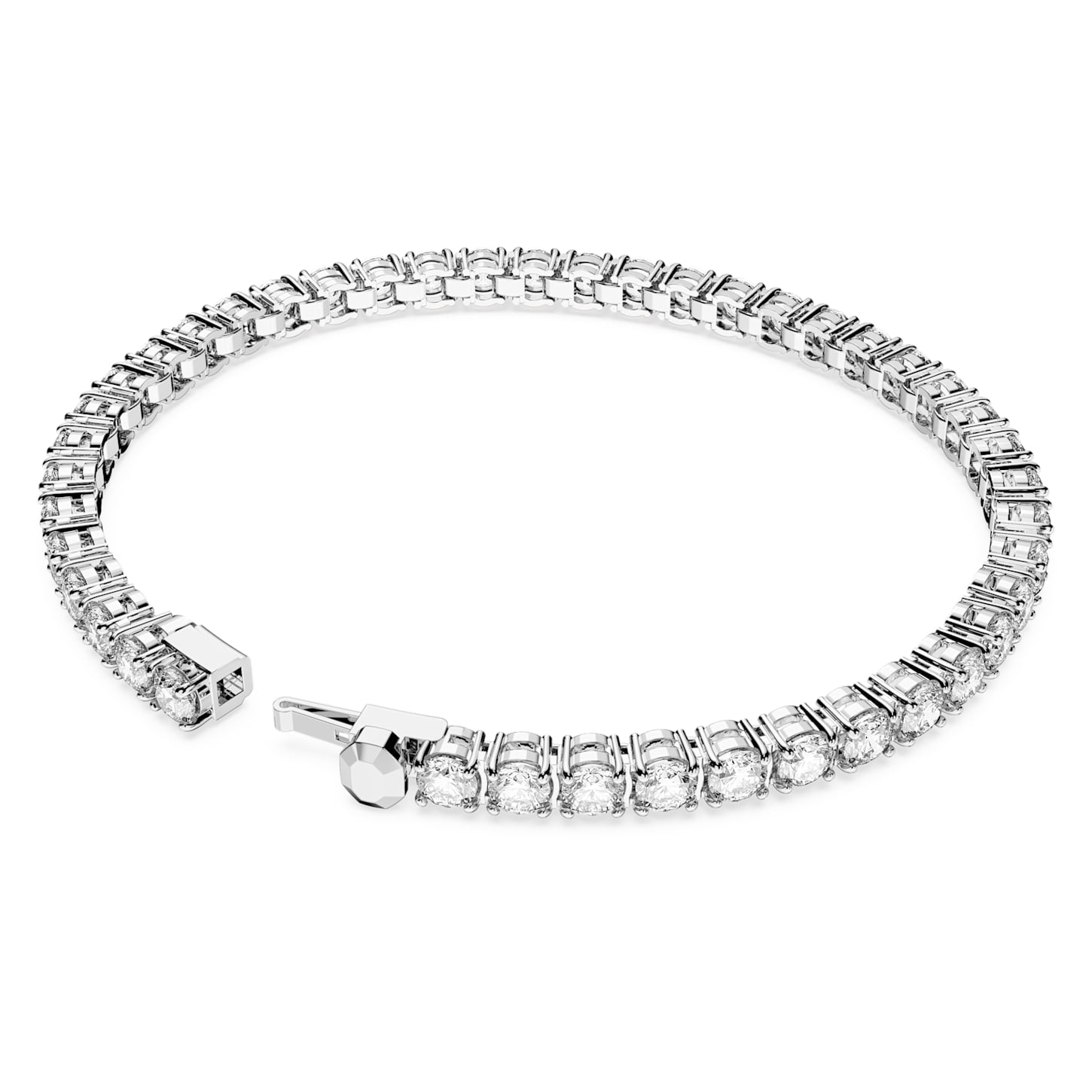 Swarovski Matrix White Rhodium-Plated Round Cut Tennis Bracelet