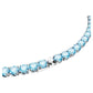 Swarovski Matrix Tennis Necklace: Brilliant Blue Round Cut Rhodium Plated Blue