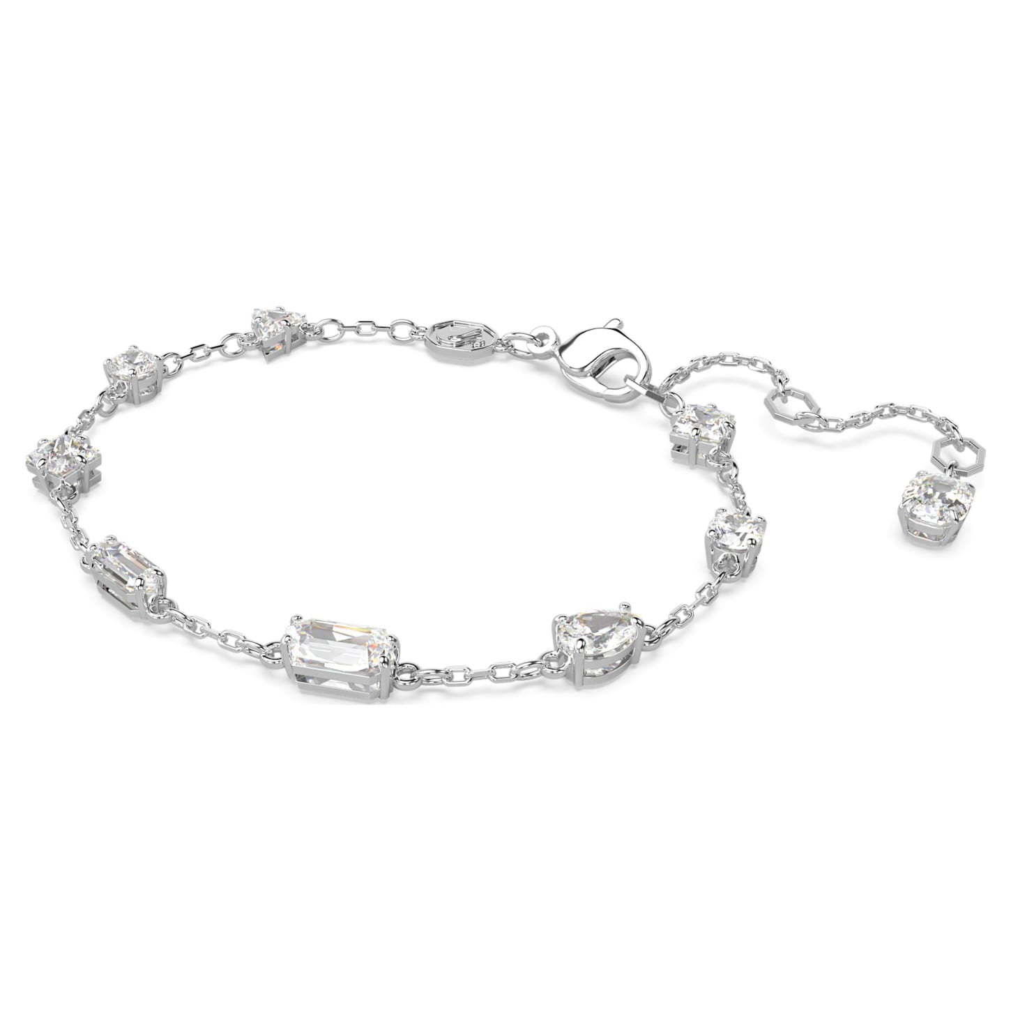 Mesmera White Rhodium Plated Swarovski Mixed-Cut Bracelet with Extra Stone