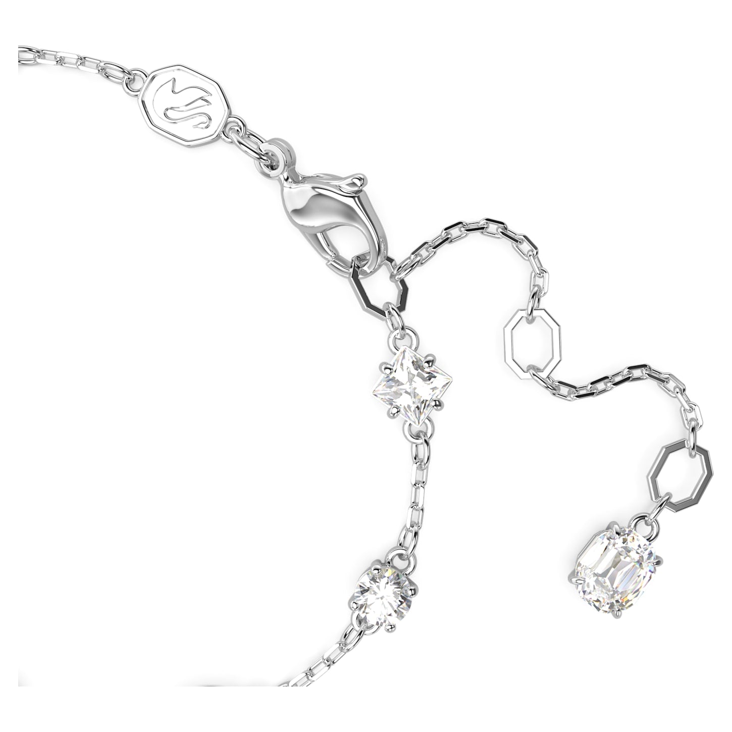 Mesmera White Rhodium Plated Swarovski Mixed-Cut Bracelet with Extra Stone