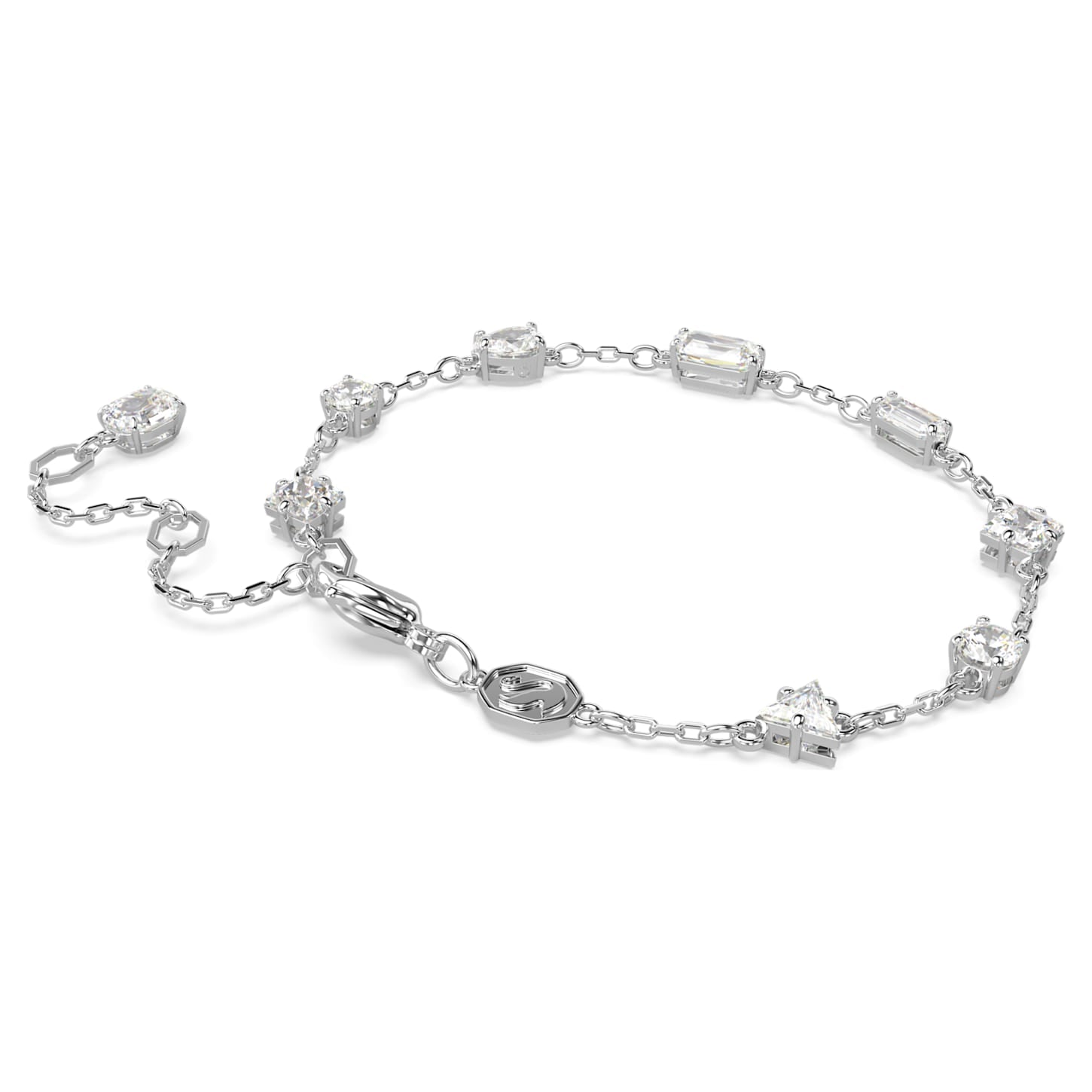 Mesmera White Rhodium Plated Swarovski Mixed-Cut Bracelet with Extra Stone