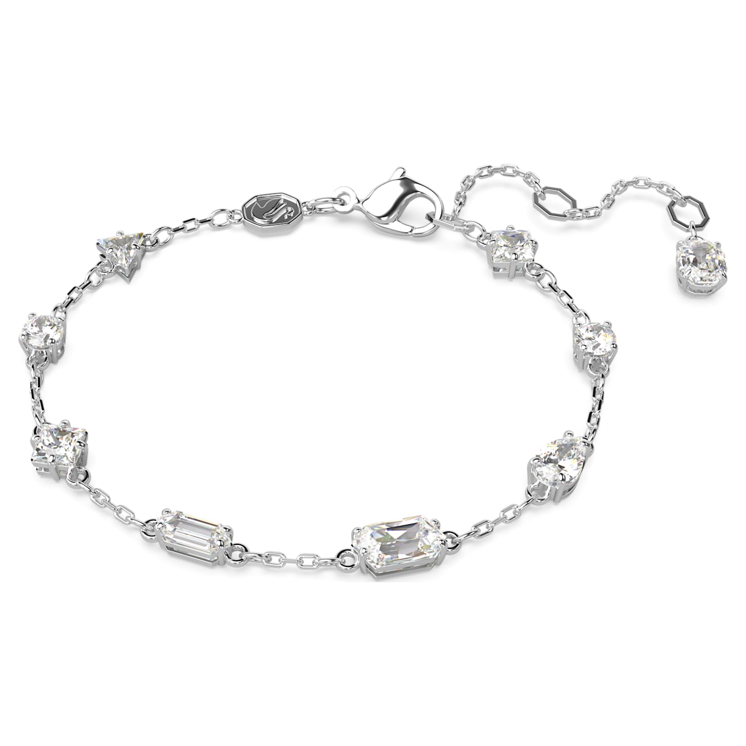 Mesmera White Rhodium Plated Swarovski Mixed-Cut Bracelet with Extra Stone
