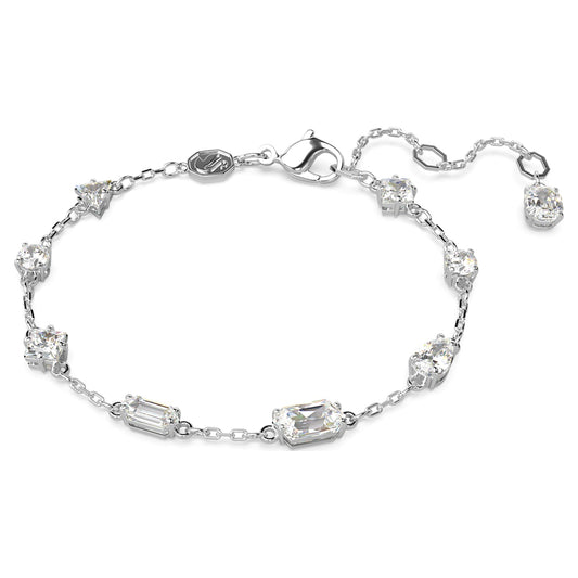 Mesmera White Rhodium Plated Swarovski Mixed-Cut Bracelet with Extra Stone