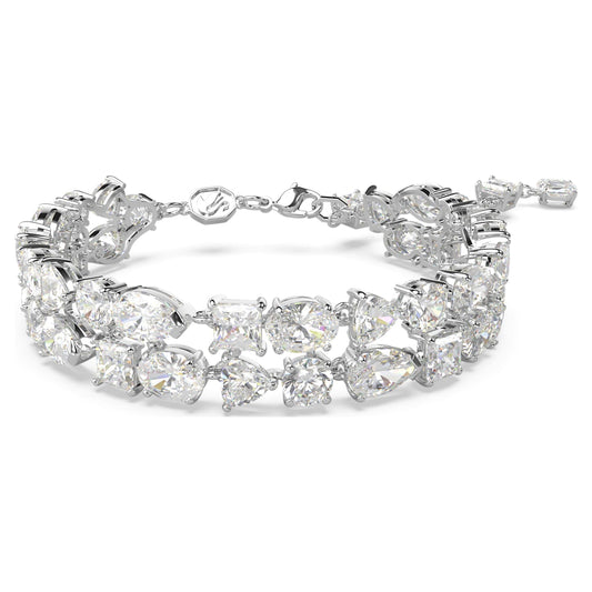 Swarovski Mesmera Double-Row White Rhodium-Plated Bracelet with Zirconia