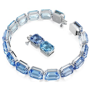 Swarovski Millenia Octagon Cut Blue Crystal Rhodium Plated Bracelet