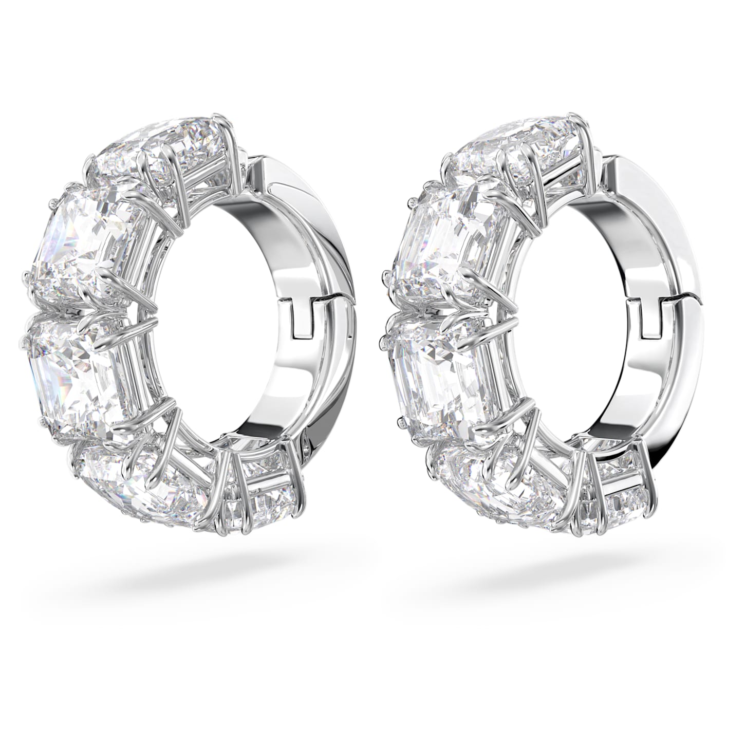 Swarovski Millenia Square-Cut White Rhodium Clip Earrings – Elegant Sparkle