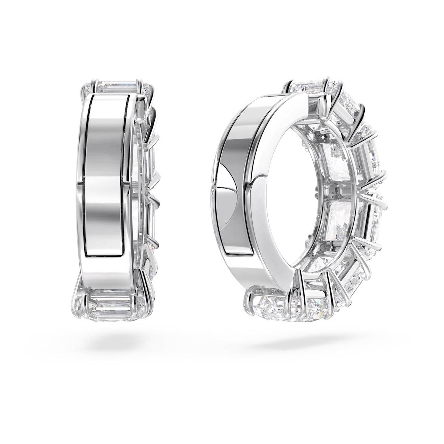 Swarovski Millenia Square-Cut White Rhodium Clip Earrings – Elegant Sparkle