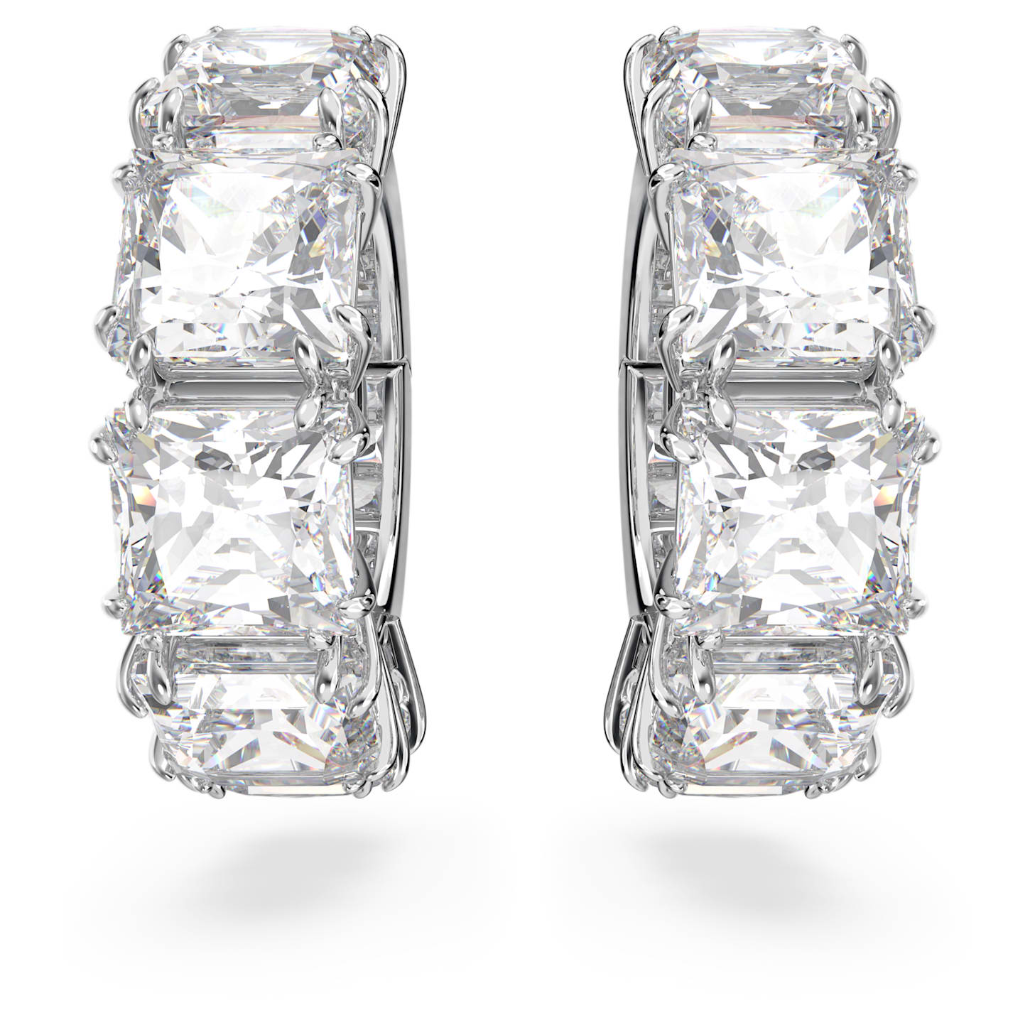 Swarovski Millenia Square-Cut White Rhodium Clip Earrings – Elegant Sparkle
