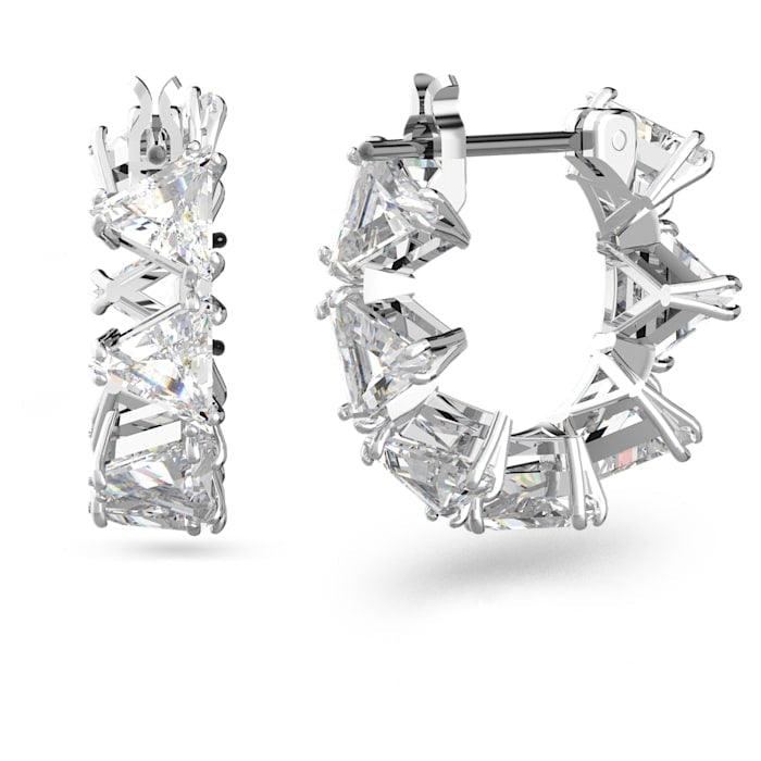 Swarovski Millenia Small White Rhodium Plated Triangle Zirconia Hoop Earrings
