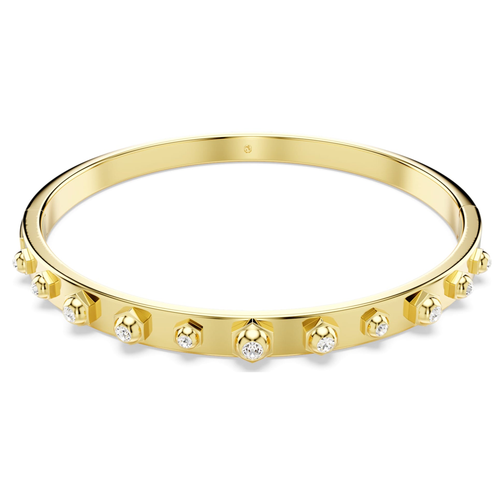 Numina Gold-Tone Plated White Swarovski Bangle with Mixed Round Crystals