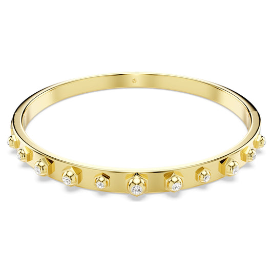 Numina Gold-Tone Plated White Swarovski Bangle with Mixed Round Crystals