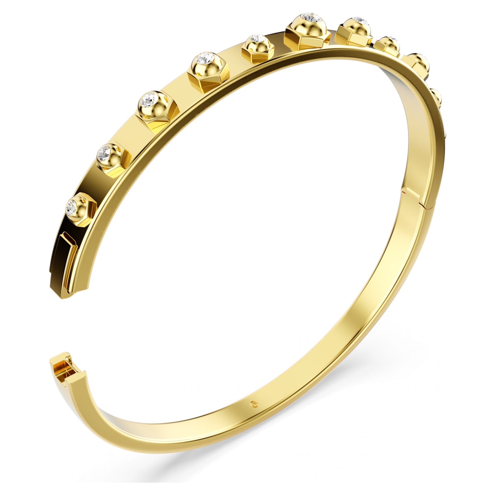 Numina Gold-Tone Plated White Swarovski Bangle with Mixed Round Crystals