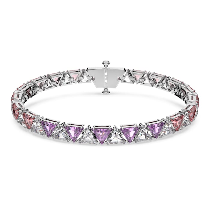 Swarovski Ortyx Pink & Violet Crystal Bracelet, Rhodium Plated, Elegant W Hook Closure