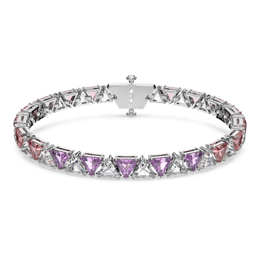 Swarovski Ortyx Pink & Violet Crystal Bracelet, Rhodium Plated, Elegant W Hook Closure