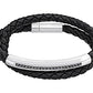 Swarovski Men's Gray Leather Bracelet with Crystal Pavé Steel Clasp