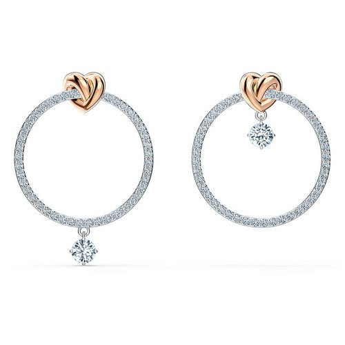 Swarovski Lifelong Heart Hoop Earrings in White Mixed Metal