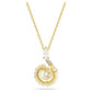 Elegant Crystal Pearl Snake Pendant Necklace, Gold-Tone Plated, Mixed Cuts Zirconia
