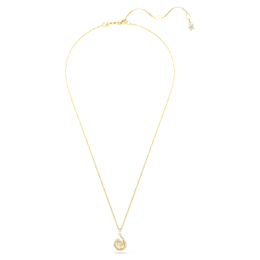 Elegant Crystal Pearl Snake Pendant Necklace, Gold-Tone Plated, Mixed Cuts Zirconia