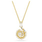 Elegant Crystal Pearl Snake Pendant Necklace, Gold-Tone Plated, Mixed Cuts Zirconia