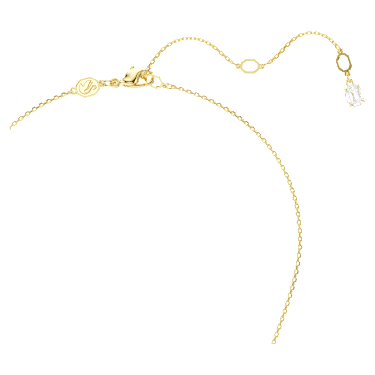 Elegant Crystal Pearl Snake Pendant Necklace, Gold-Tone Plated, Mixed Cuts Zirconia
