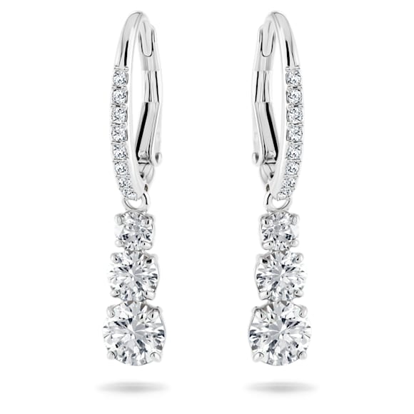 Swarovski Stilla Attract Crystal Hoop Earrings, Round Cut, White Rhodium Plated