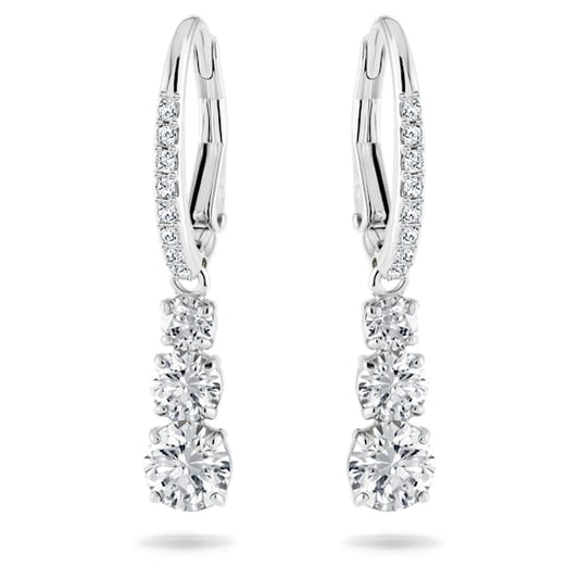 Swarovski Stilla Attract Crystal Hoop Earrings, Round Cut, White Rhodium Plated