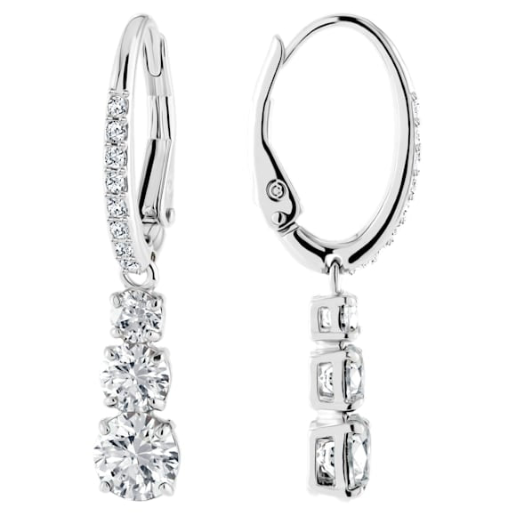 Swarovski Stilla Attract Crystal Hoop Earrings, Round Cut, White Rhodium Plated