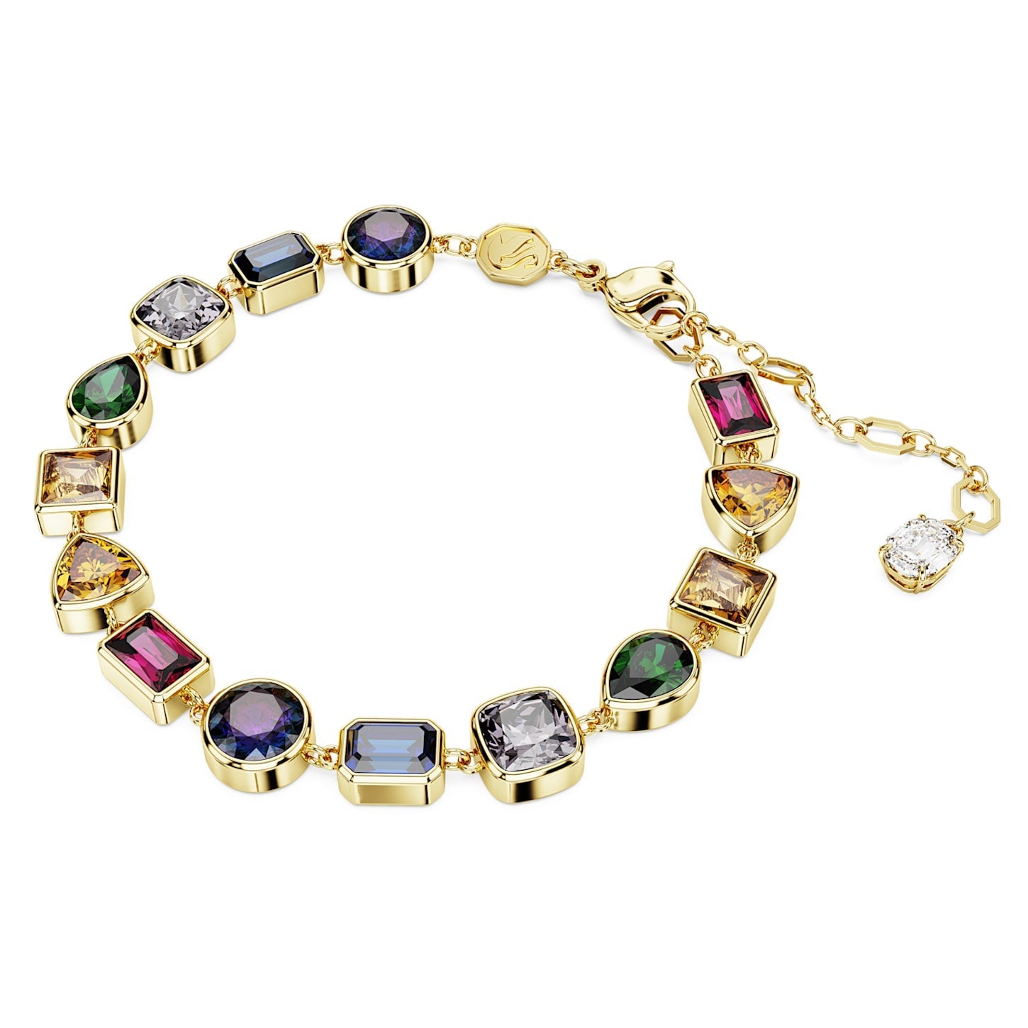 Imber Elegant Swarovski Mixed-Cut Multicolored Gold-Tone Tennis Bracelet