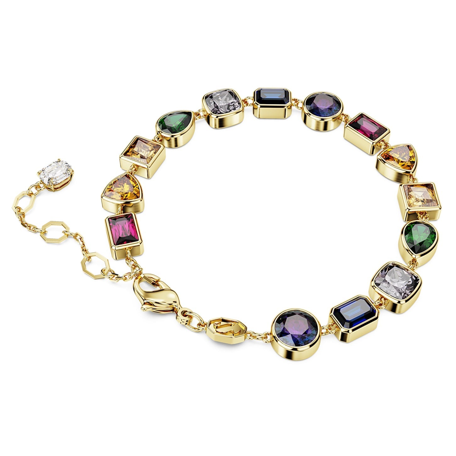 Imber Elegant Swarovski Mixed-Cut Multicolored Gold-Tone Tennis Bracelet