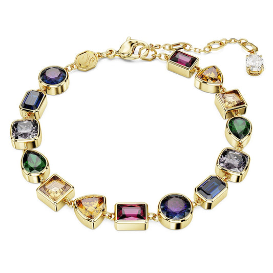 Imber Elegant Swarovski Mixed-Cut Multicolored Gold-Tone Tennis Bracelet