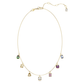 Stilla Multicolored Crystal Necklace, Gold-Tone Plated, Mixed Cuts, Zirconia Embellished