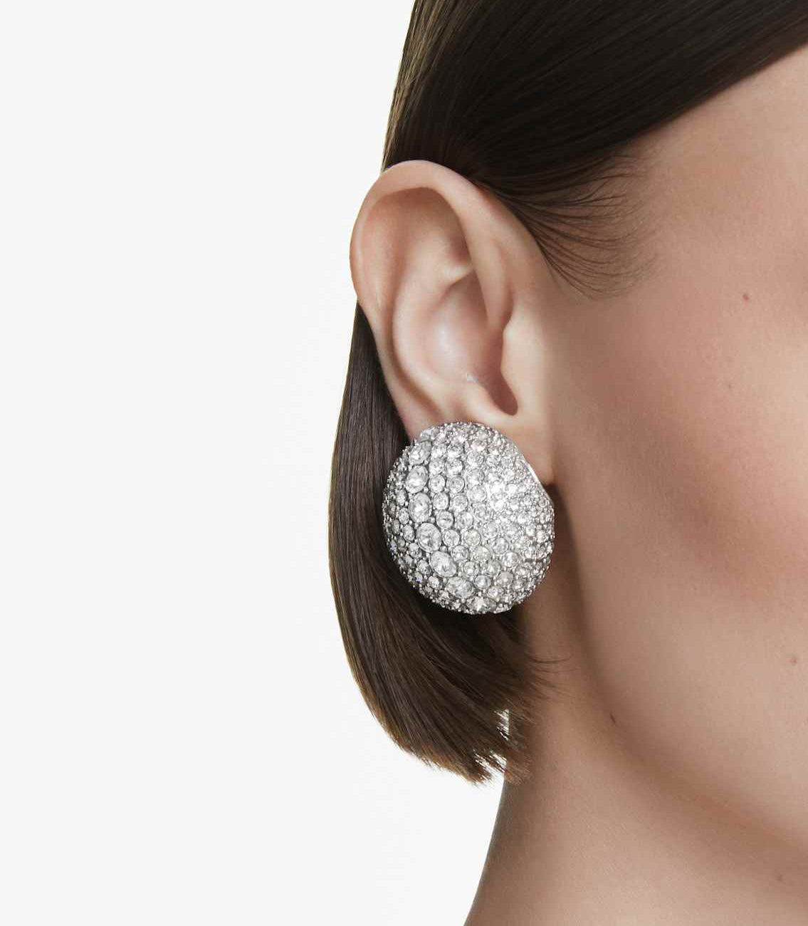 Swarovski Sublima White Rhodium Plated Clip Earrings with Crystal Pavé
