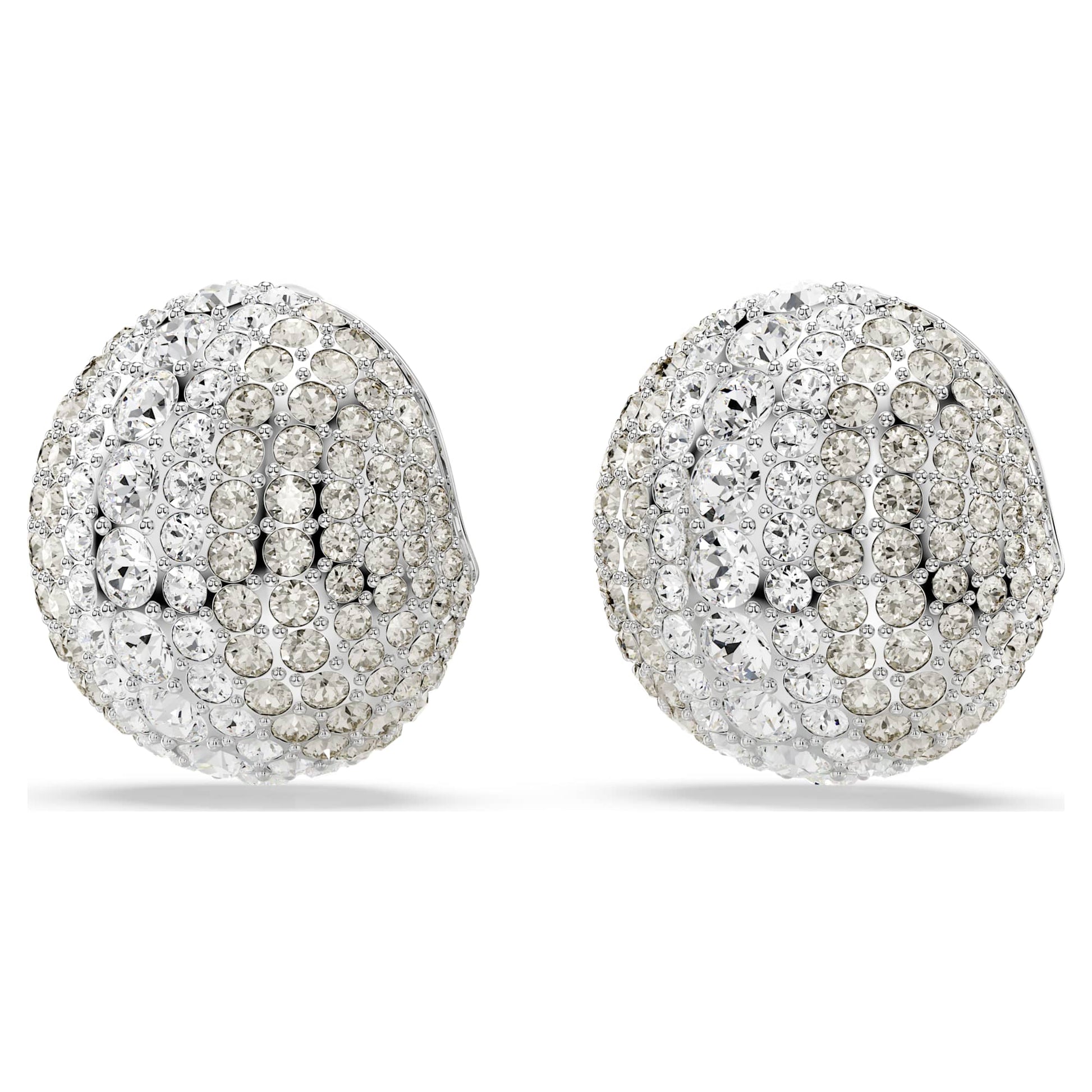 Swarovski Sublima White Rhodium Plated Clip Earrings with Crystal Pavé