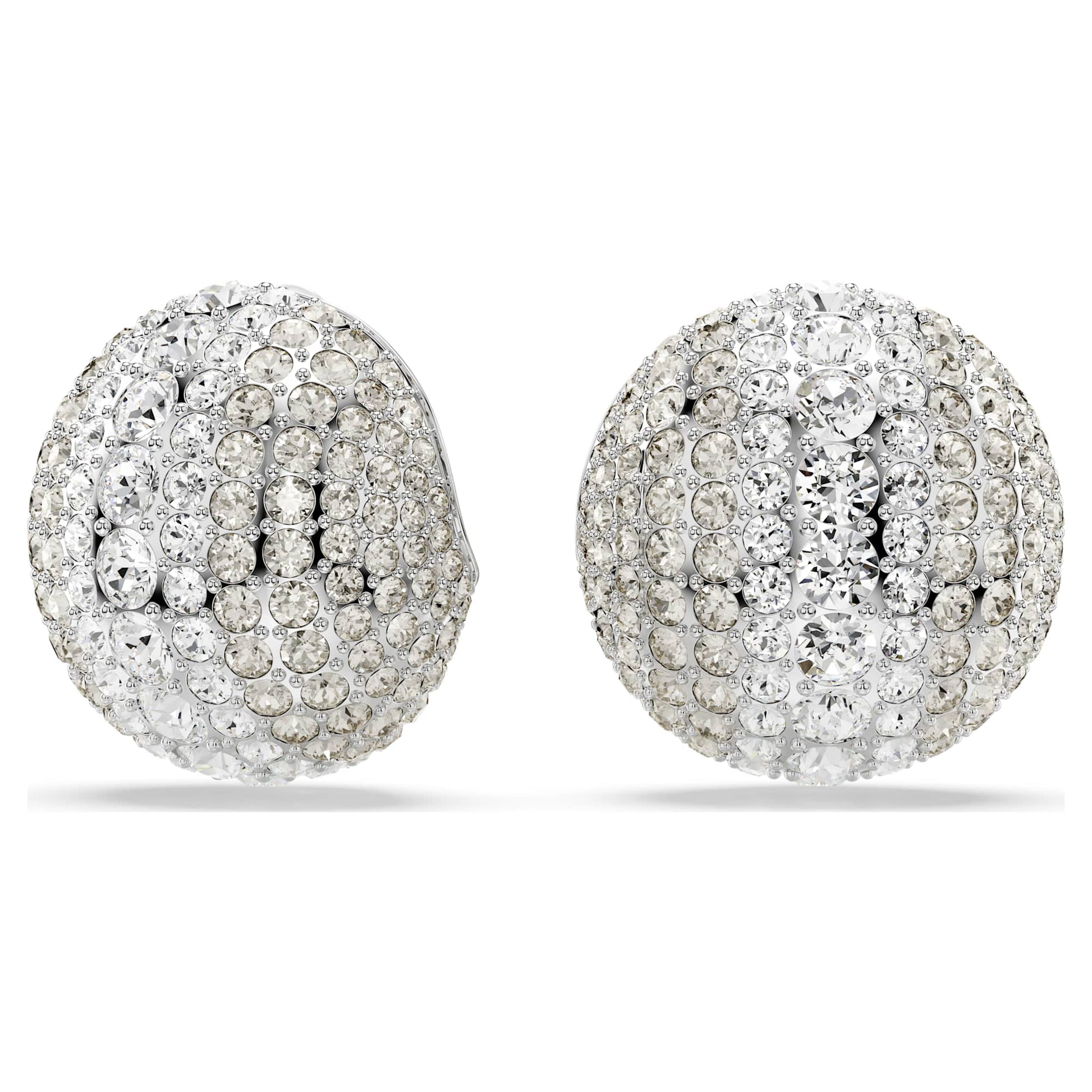 Swarovski Sublima White Rhodium Plated Clip Earrings with Crystal Pavé