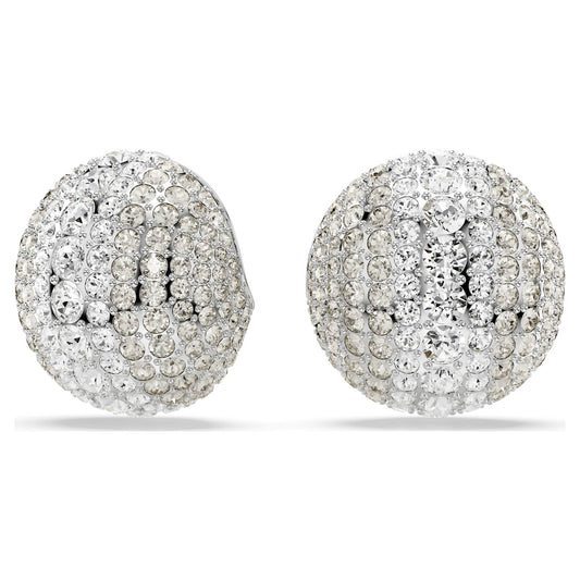 Swarovski Sublima White Rhodium Plated Clip Earrings with Crystal Pavé