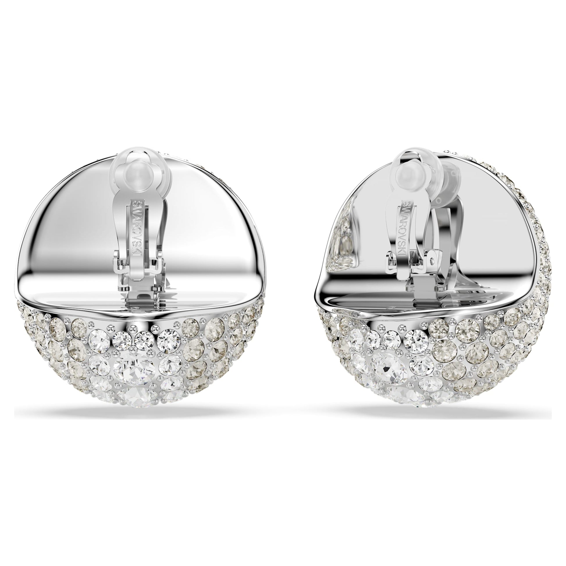 Swarovski Sublima White Rhodium Plated Clip Earrings with Crystal Pavé