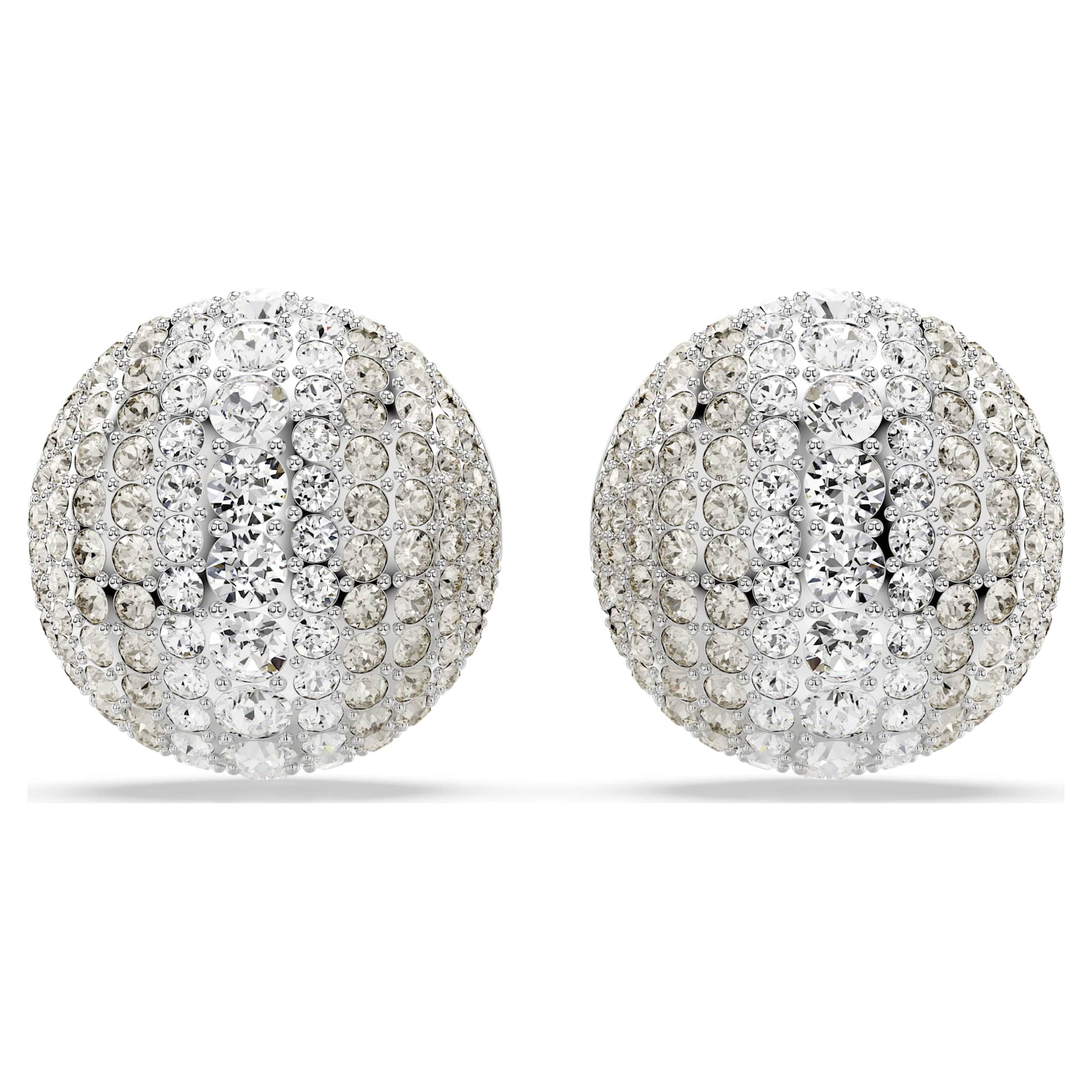 Swarovski Sublima White Rhodium Plated Clip Earrings with Crystal Pavé