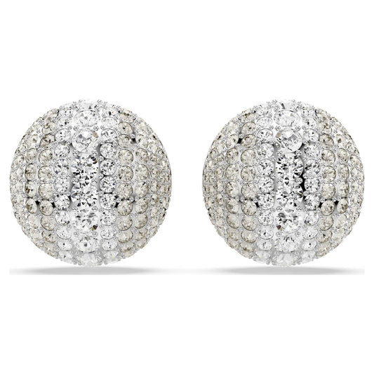 Swarovski Sublima White Rhodium Plated Clip Earrings with Crystal Pavé